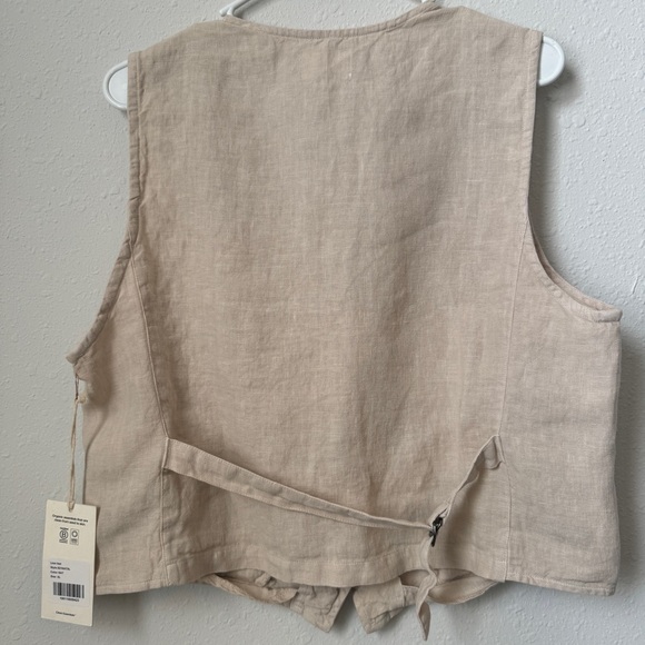NWT Size XL Tan vneck Sleeveless Button Down Pockets Linen Vest - Mate the Label - Picture 12 of 15
